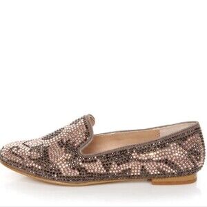 Steve Madden Conncord Blush Multi Studded Smoking Slipper Flats Size 8